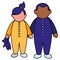 Beautiful little kids couple interracial characters