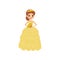 Beautiful little princess in a golden dress and tiara vector Illustration on a white background