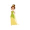 Beautiful little princess in a green and tiara vector Illustration on a white background