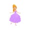 Beautiful little princess in a lilac dress and tiara vector Illustration on a white background