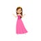 Beautiful little princess in a pink dress and tiara vector Illustration on a white background