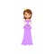 Beautiful little princess in a violet dress and crown vector Illustration on a white background