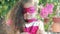 Beautiful llittle girl in the superhero costume, close up portrait child in the mask of the hero.
