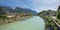 Beautiful loisach river and bavarian alps