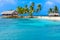 Beautiful lonely beach in caribbean San Blas island, Kuna Yala, Panama. Turquoise tropical Sea, paradise travel destination,