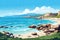 beautiful lonely beach in summer AI generated