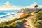 beautiful lonely beach in summer AI generated