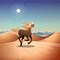 Beautiful Long Hair Horse Mare Run Fast Desert Fantasy Illustration