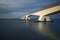 Beautiful long Zeeland bridge leading over the sea in Holland