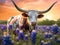 Beautiful longhorn bull  Made With Generative AI illustration