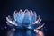 Beautiful lotus made of ice on a glowing dark blue background