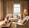 Beautiful lounge decor, sitting room and interior design, living room furniture, sofa, curtains and home decor in English country