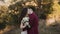 Beautiful, lovely portrait of wedding couple, groom kisses bride`s neck