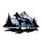 Beautiful lovely wolf mountain emblem vector art