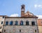 Beautiful low angle view of the Palazzo Comunale, the Town Hall of Citta di Castello, Tuscany, Italy