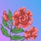 Beautiful low poly illustration of red flower artwork