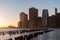 Beautiful Lower Manhattan New York City Skyline at Sunset along the East River