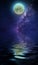 Beautiful lunar landscape milky way reflection in the water sea ocean 3d illustration