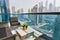Beautiful, Luxurious Apartment in Dubai Shot from Balcony Overseeing Marina