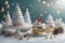 Beautiful luxurious Christmas cupcakes with Christmas decorations