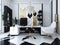 beautiful and luxurious office space design with white and black base colors