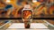 Beautiful luxurious watch with colorful art paint background