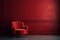 Beautiful luxury classic velvet red clean interior room in classic style with velvet red soft armchair. Vintage antique