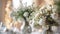 Beautiful luxury wedding floral centerpieces flower bouquet in a vase or pot on the wedding table or as a decoration in a romantic