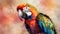 Beautiful macaw parrot on watercolor background. Vector illustration