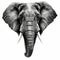 Beautiful majestic elephant on white background, artistic drawing. Generative Ai