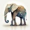 Beautiful majestic elephant on white background, artistic drawing. Generative Ai