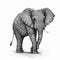 Beautiful majestic elephant on white background, artistic drawing. Generative Ai