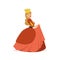 Beautiful majestic queen or princess in red dress and gold crown, fairytale or European medieval character colorful