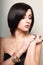 Beautiful makeup short black hair woman