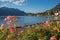 Beautiful malcesine lakeside promenade with blooming roses