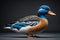 Beautiful mallard duck isolated on black background. generative ai