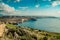 Beautiful maltese sunset seascape. Cliffes, sea and sky, Malta island landscape