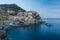 Beautiful Manarola village coastline in Cinque terre, Italy at sunset