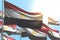 Beautiful many Egypt flags are wave on blue sky background - any occasion flag 3d illustration