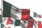 Beautiful many Mexico flags are waving isolated on white - any celebration flag 3d illustration