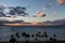 Beautiful Maui sunset with sun setting behind Lanai
