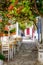 Beautiful mediterranean colorful street, Amorgos, Greece