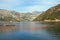 Beautiful Mediterranean landscape and longline culture mussel farm. Montenegro, Bay of Kotor