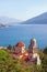 Beautiful Mediterranean landscape. Montenegro, Adriatic Sea, Bay of Kotor . View of Savina Monastery