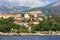 Beautiful Mediterranean landscape. Montenegro, Adriatic Sea. View of Old Town of Herceg Novi city with Saint Jerome Church