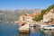 Beautiful Mediterranean landscape. Montenegro, Bay of Kotor. View of ancient town of Perast on sunny autumn day