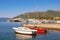 Beautiful Mediterranean landscape. Sailboats and fishing boats on water. Montenegro, Kotor Bay