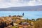 Beautiful Mediterranean landscape on sunny spring day. Montenegro, view of Bay of Kotor near Tivat city