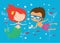 Beautiful Mermaid And Boy In Love Cute Illustration