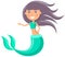 Beautiful mermaid on white background. Girl with fish tail. Water nymph, cute nixie